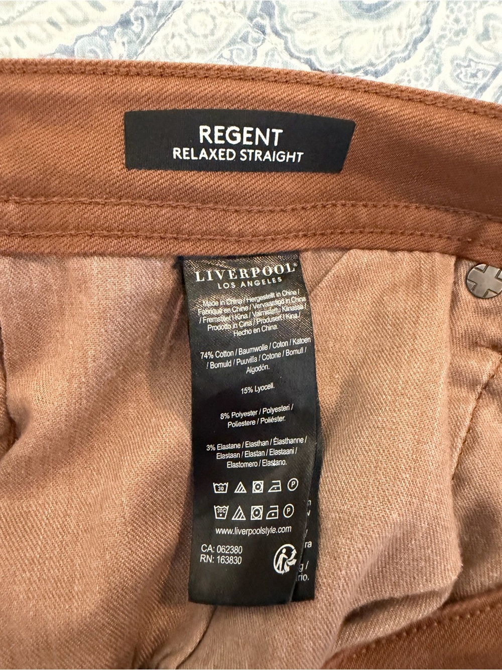 Liverpool Los Angeles Regent Relaxed Straight Brown Pants 38x32 - Picture 4 of 6